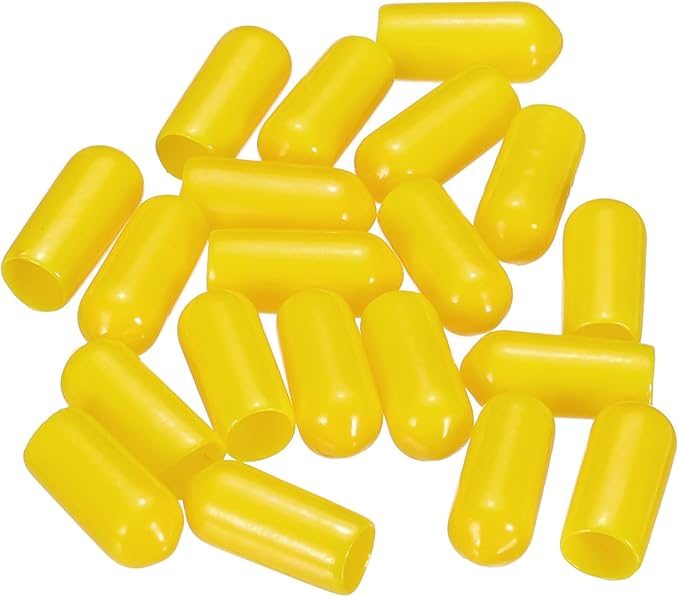 uxcell 20pcs Rubber End Caps 6mm(1/4") ID Vinyl PVC Round Tube Bolt Cap Cover Screw Thread Protectors Yellow - Image 4