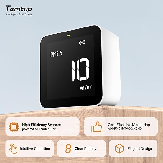 Temtop M10 Air Quality Monitor Indoor Air Quality Tester AQI PM2.5 VOCs Formaldehyde Detector for Home Air Testing, US Certified Air Sensor - Image 3