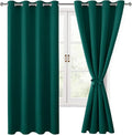 Hiasan Blackout Curtains for Bedroom, 52 x 63 Inches Length - Thermal Insulated & Energy Saving Window Curtains for Living Room, 2 Drape Panels Sewn with Tiebacks, Hunter Green by Hiasan