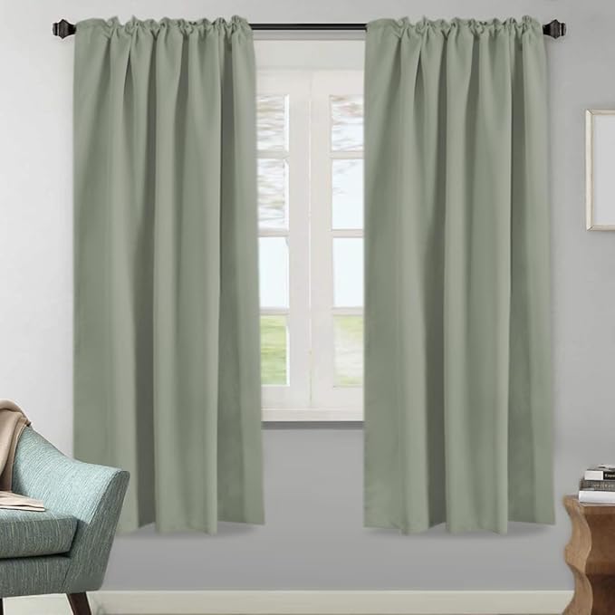 H.VERSAILTEX Blackout Curtains Thermal Insulated Window Treatment Panels Room Darkening Blackout Drapes for Living Room Back Tab/Rod Pocket Bedroom Draperies, 52 x 72 Inch, Light Sage, 2 Panels - Image 2