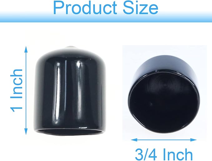 Acocony 3/4 Inch Rubber Cap Round Rubber End Caps PVC Flexible Protector Plastic Plugs for Round Holes Black Pack of 12 - Image 2