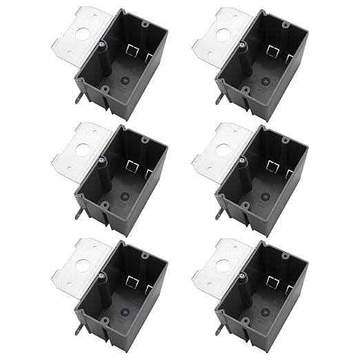MAKERELE Grey Adjustable Outlet Box Electrical Enclosure, PVC 1 Gang Adjustable Electrical Box, 21 Cubic Inches Adjustable New Outlet Box with ETL Certified, AWG Standard(6 Pack) by MAKERELE