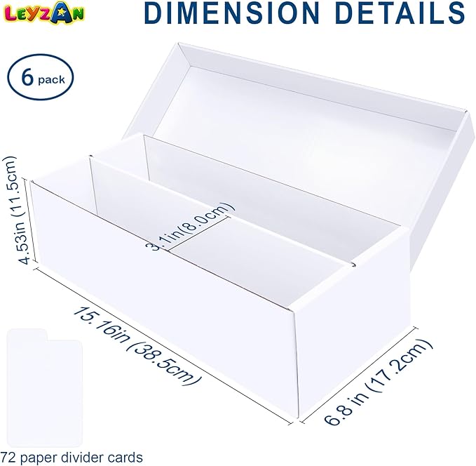 Trading Card Storage Box 6 Pack–1600 Count Cardboard Organizer with Dividers for MTG, TCG, Sports, Toploader - Image 2