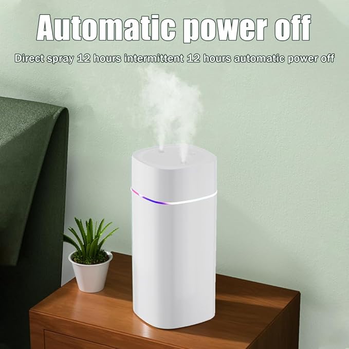 DONGKER Mini Humidifier,600ml Dual Channels USB Quiet Humidifier with Colorful Cycling Light Waterless Auto Shut-Off for Home Bedroom Office Indoor Travel - Image 6
