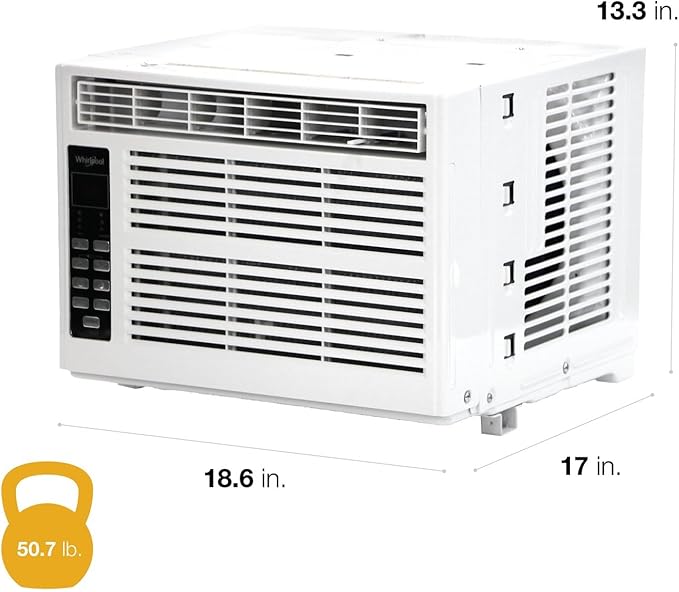Whirlpool 8,000 BTU Window Air Conditioner with Dehumidifier, 115V, Window AC for Rooms up to 350 Sq. Ft., Living Room, Bedroom, or Apartment, with 3 Speeds, Remote Control, and 24H Timer, White - Image 3