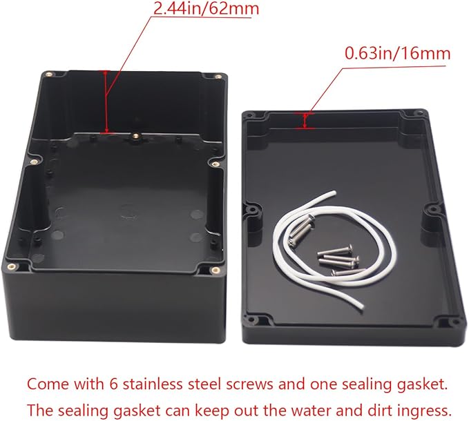 Project Box IP65 Waterproof Junction Box ABS Plastic Black Electrical Boxes DIY Electronic Project Case Power Enclosure 9.06x5.91x3.35 inch (230x150x87 mm) - Image 4
