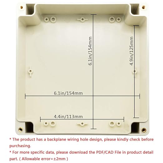 LeMotech Waterproof Dustproof IP65 ABS Plastic Junction Box Universal Electric Project Enclosure Pale Gray 6.3 x 6.3 x 3.54 inch (160 x 160 x 90 mm) - Image 5