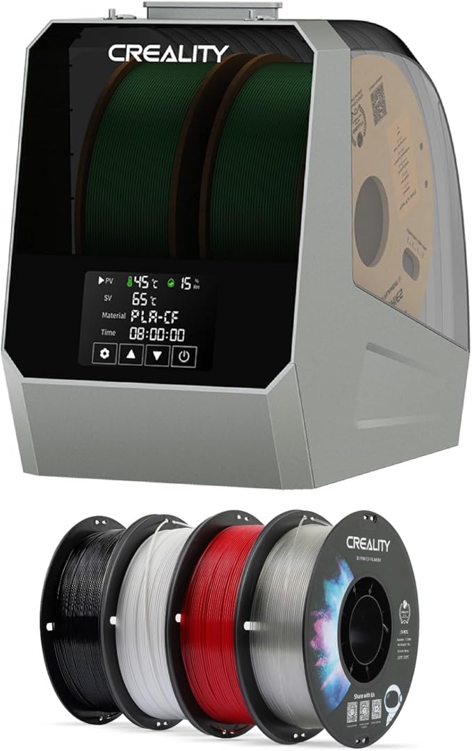 Creality Filament Space Dry Box Plus Bundle with PETG White, Black, Red, Transparent, 3D Printing Filament 1kg X 4 Spools by Creality
