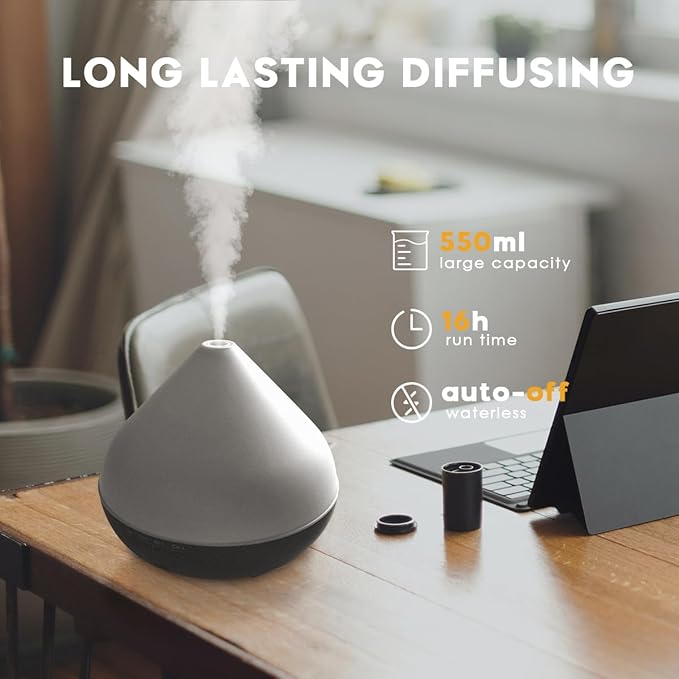 550ml Large Capacity Diffuser with Essential Oils, Aromatherapy Ultrasonic Air Humidifier for Bedroom, 7 LED Lights, Timer and Waterless Auto-Off for Home Decor Gift,Office Spa - Image 6