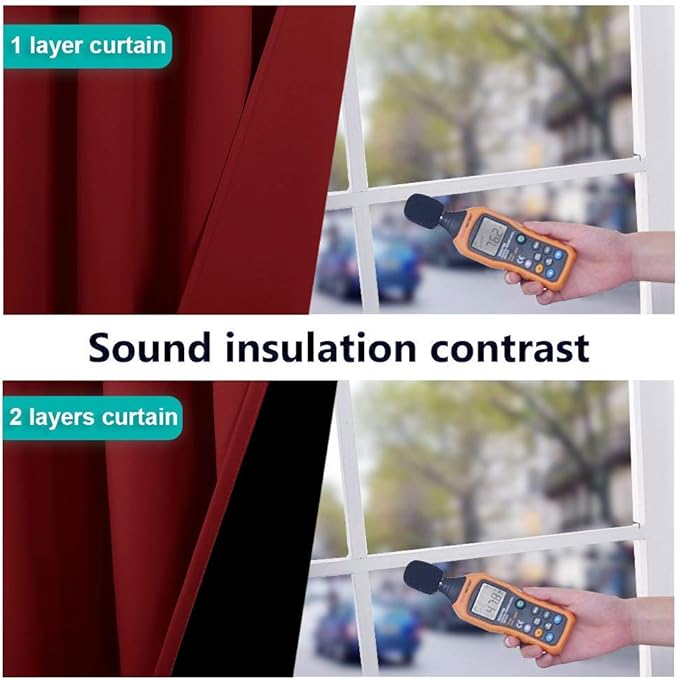 NICETOWN Thermal Insulated 100% Blackout Drape, Noise Reducing Performance Slider Curtain Panel with Black Lining, Full Light Blocking Patio Door Drapery (Burgundy Red, 1 PC, 100 inches x 84 inches) - Image 4