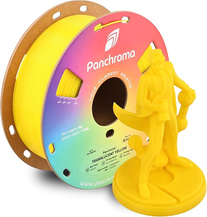 Polymaker Panchroma Translucent PLA Filament, Translucent Yellow 1.75mm 3D Printing Filament, 3D Printer PLA Filament, Fit Most FDM 3D Printers, 1kg Spool (2.2lbs) by Polymaker