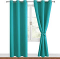 Hiasan Blackout Curtains for Bedroom, 42 x 84 Inches Long - Thermal Insulated & Energy Saving Window Curtains for Living Room, 2 Drape Panels Sewn with Tiebacks, Peacock Teal by Hiasan