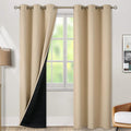 BGment Thermal Insulated 100% Blackout Curtains for Bedroom with Black Liner, Double Layer Full Room Darkening Noise Reducing Grommet Curtain (42 x 84 Inch, Beige, 2 Panels) by BGment