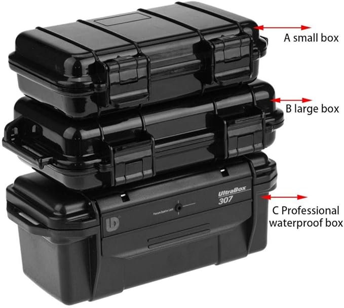 Tbest Outdoor Waterproof Shockproof Airtight Survival Box Storage Container Case Carry Box Black Dry Storage Box for Fishing Camping Hiking Outdoor Activities - Image 5