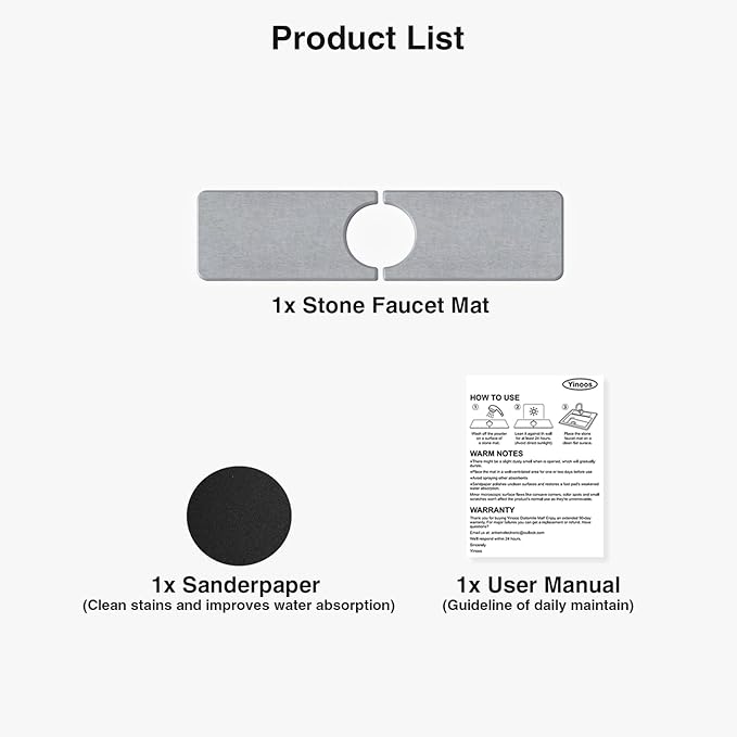 15.8" x 4" Stone Faucet Mat for Kitchen Sink, Quick Drying Diatomite Sink Tray, Faucet Sink Splash Guard for Prevents Moisture Buildup (Light Gray) - Image 7