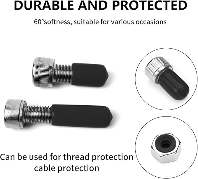24 Pcs Round Rubber End Caps, 1/5" (5mm) ID Vinyl Flexible Screw Thread Protectors, Black Bolt End Caps for Metal Tubing Rod Bolt - Image 5