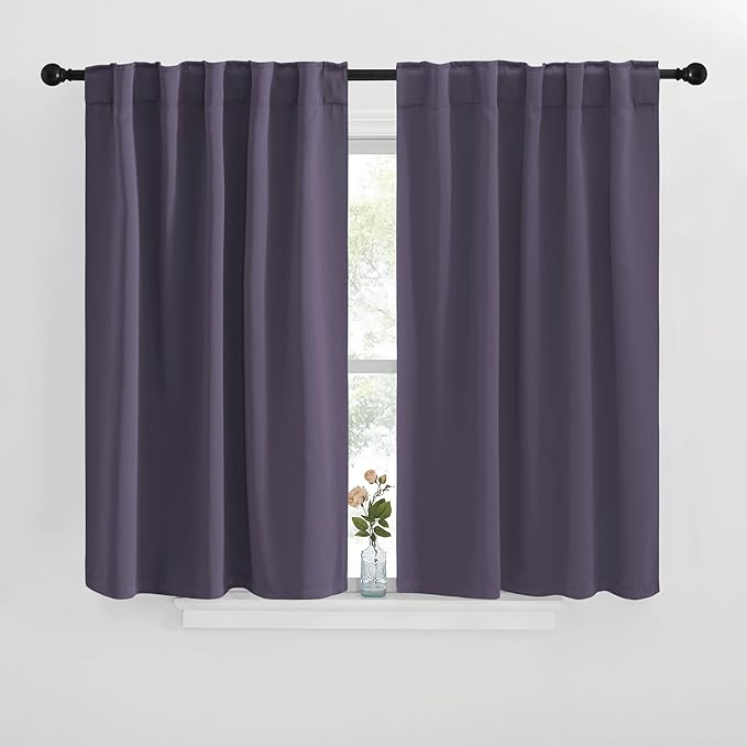 NICETOWN RV Curtains for Camper Windows - (Greyish Purple Color) 42x40 Inch, 2 Panels Set, Thermal Insulated Room Darkening Blackout Drapes/Draperies with Rod Pocket & Back Tab for Half Window by NICETOWN