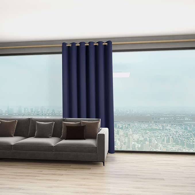 BONZER Room Divider Curtain Total Privacy Wall Wide Thermal Insulated Blackout Curtains for Slide Window, 96L x 70W Inch (8L x 5.8W ft), 1 Panel, Navy - Image 4
