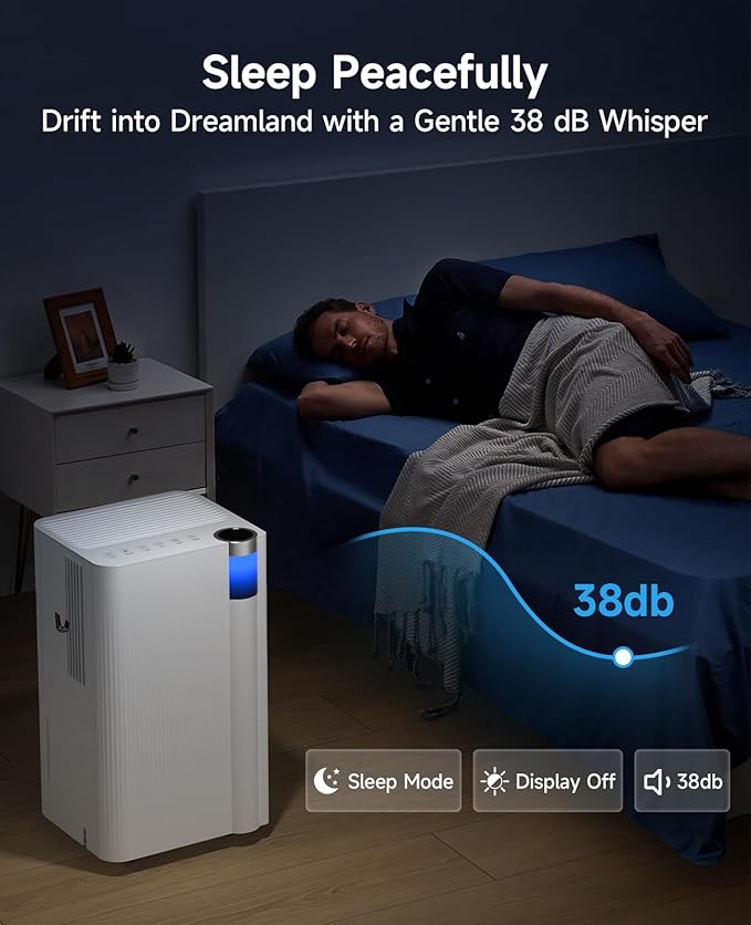 2500 Sq.Ft Dehumidifier for Basement with Drain Hose, 34 Pints Dehumidifiers for Home Large Room Bathroom Bedroom,3 Modes, Adjustable Humidity Control, Timer, Auto Defrost, Sleep Mode - Image 7