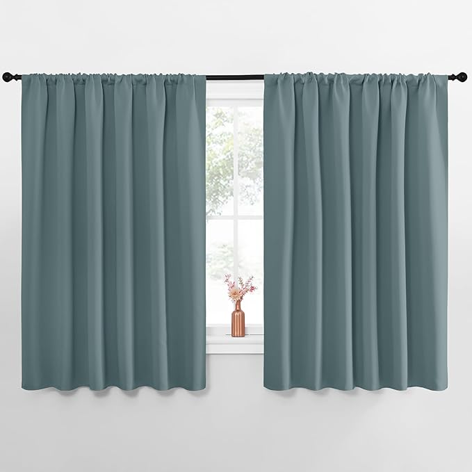 NICETOWN Blackout Curtains for Bedroom, Blackout Curtain Panels, Greyish Blue, 1 Pair, 70 by 63-inch, Window Treatment Energy Saving Thermal Insulated Solid Rod Pocket Blackout Drapes/Draperies by NICETOWN