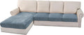 H.VERSAILTEX Velvet Stretch Sectional Couch Covers - 4 Piece Sofa Seat Cushion Set - L Shape Separate Cushion - Both Left/Right Couch Chaise Cover - Large Sofa 3 Seater + 1 Chaise, Stone Blue by HVERSAILTEX