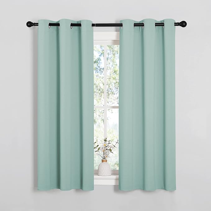 NICETOWN Window Curtain Panels, Thermal Insulated Solid Grommet Blackout Draperies/Drapes for Loft, Dorm (Aqua, One Pair, 34 by 54-inch) by NICETOWN
