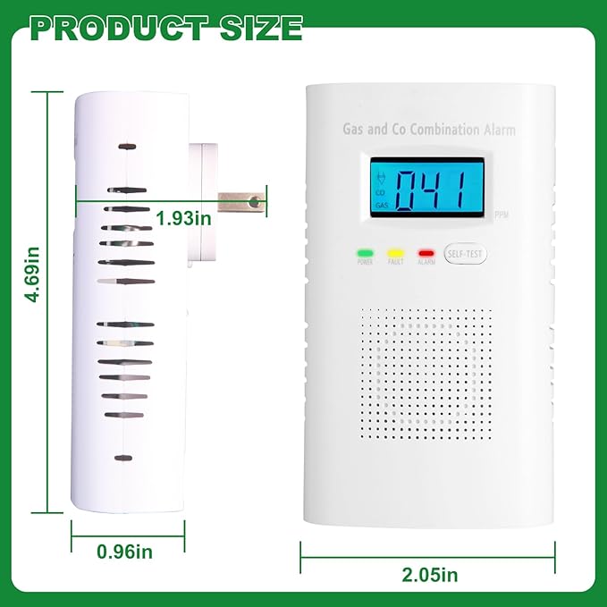 Combination Gas and Carbon Monoxide Detector Plug-in | CO Alarm & Natural Gas Combustible Detector | Digital Display, Battery Backup, Easy Install | for Home Kitchen Safety Monitoring 2-Pack - Image 4