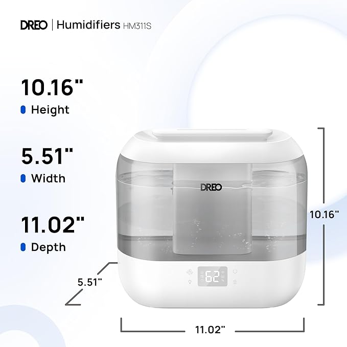 Dreo Smart Humidifiers for Bedroom, Top Fill 4L Supersized Humidifier Large Room with 28 dB, 36H Runtime, Touch/APP/Voice Control, Nightlight, Cool Mist Humidifiers for Baby, Plants, Indoor, Grey - Image 9