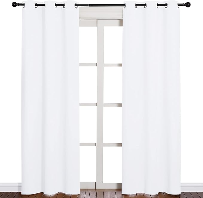 NICETOWN Window Treatment Curtain Set - 50% Light Reducing Drapes for Living Room, Curtain Panels for Patio Door (2 Panels, 42 inches x 84 inches, Pure White) - Image 2