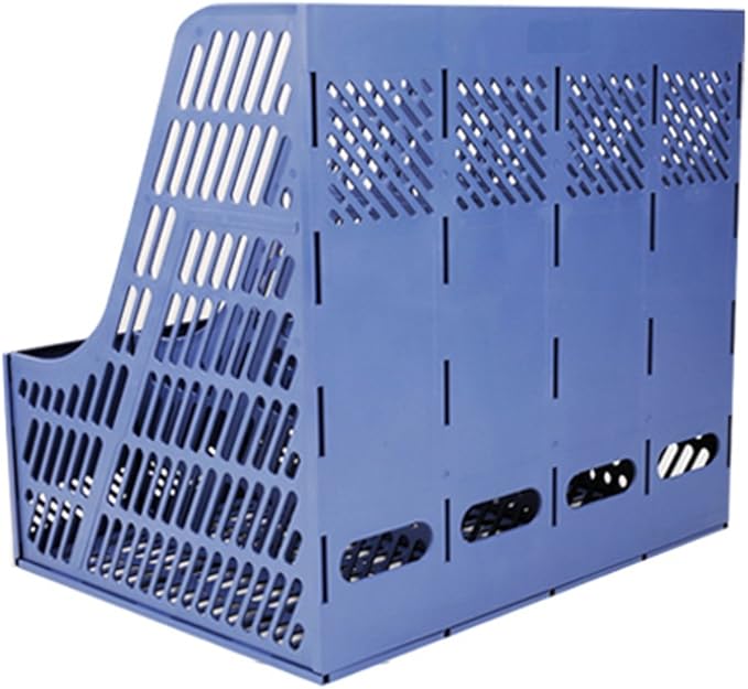 SAYEEC Sturdy Magazine Organizer Folder Desktop 4 Compartment File Holders Plastic Frames File Dividers Document Cabinet Rack Storage Box for Office Home School Blue - Image 5