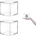 Acrylic Box 2 Packs 3 * 3 * 3 Inch Clear Square Cube Display Case, Multi-Purpose Storage Box Container Acrylic Decorative Boxes with Lids for Birthday Valentine's Day Party Favor by LOVPLAY
