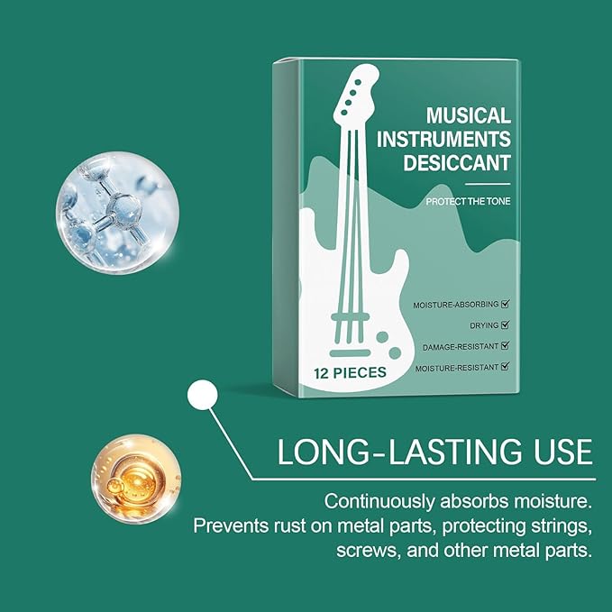 Guitar Desiccant 12 Pieces - Musical Instrument Dry Packs | Moisture Absorbers with Silica Gel Material with Safe Design for Piano Violin Bass Ukulele Storage Protection - Image 6