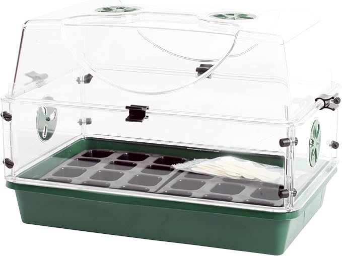 EarlyGrow Domed Propagator with 1 Height Extender, Seedling Trays, and Locking Clip Set, Green, Medium (97008) - Image 5