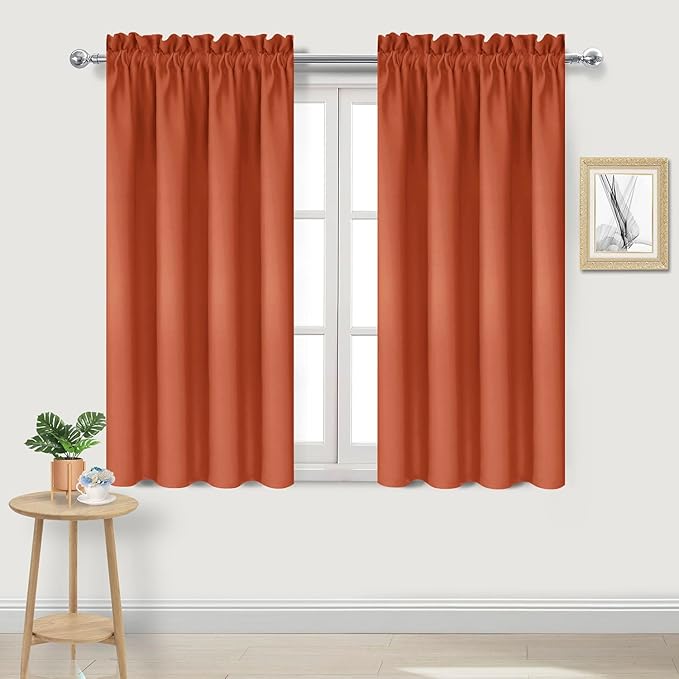 DWCN Blackout Curtains Thermal Insulated, Energy Saving & Noise Reducing Bedroom and Living Room Curtains, Burnt Ochre, W 38x L 54 Inch, Set of 2 Rod Pocket Curtain Panels by DWCN