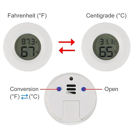 4pcs Mini Hygrometer Thermometer Digital LCD Monitor Indoor/Outdoor Humidity Meter Gauge Temperature for Humidifiers Dehumidifiers Greenhouse Reptile Plant Humidor Fahrenheit(℉) or Celsius(℃) (White) - Image 2
