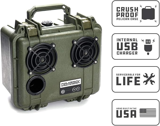 DemerBox: Waterproof, Portable, and Rugged Outdoor Bluetooth Speakers. Loud Sound, Deep Bass, 40+ hr Battery Life, Dry Box + USB Charging, Multi-Pairing Party Mode. Built to Last - Image 4