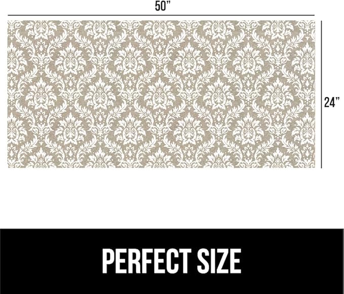 GORILLA GRIP LeakGuard Non-Adhesive Under Sink Mat for Kitchen Cabinet, 24x50, Waterproof Quick Dry Shelf Liner, Durable Absorbent Felt Mats for Bathroom Sinks, Cabinets, Dresser, Damask Taupe Cream - Image 7