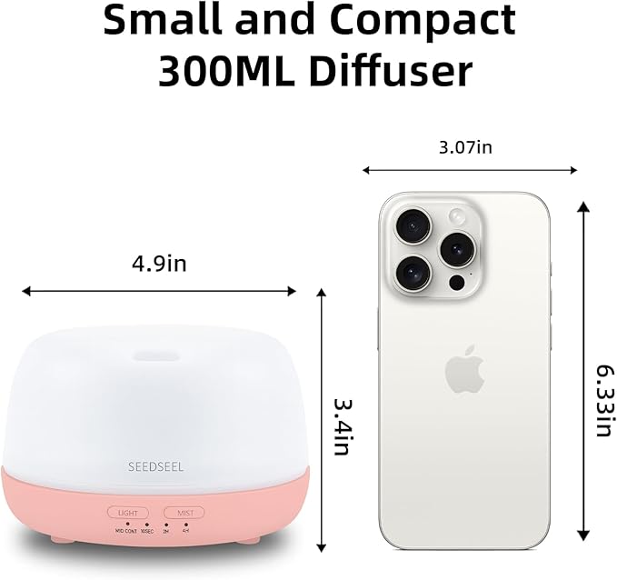300ML Essential Oil Diffuser with Remote Control, Aromatherapy Diffuser with 7-Color Changing LED Light for Home,Bedroom, Office - Image 2
