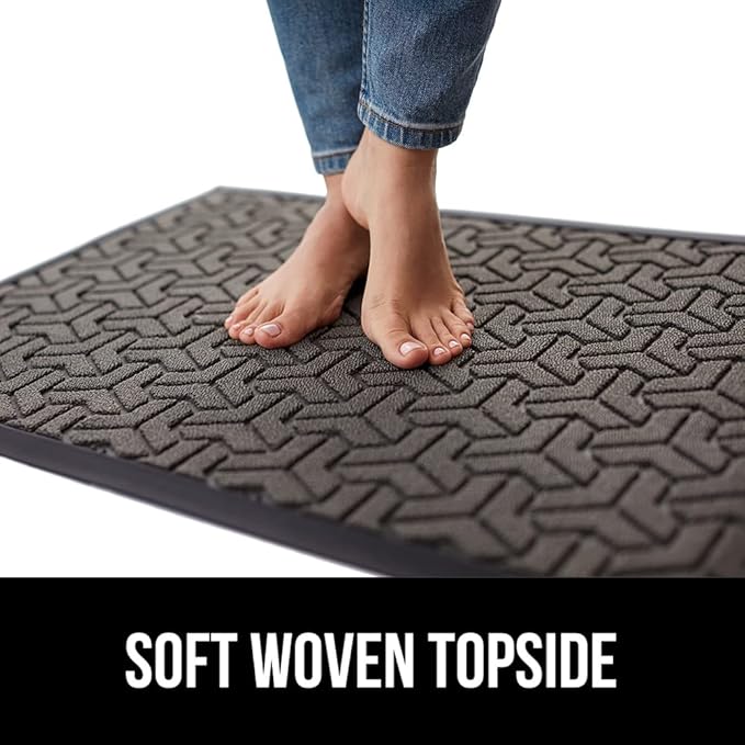 GORILLA GRIP 100% Waterproof All-Season WeatherMax Doormat 35x23, US Designed Natural Rubber, Stain and Fade Resistant, Low Profile Indoor Outdoor Door Mats, Easy Clean Patio Mat, Slate Geometric - Image 8