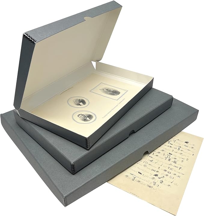 Lineco Archival Folio Storage Boxboard, Acid-Free with Metal Edges Boxboard, 11.5 X 14.5 X 1.75 Inches, Longevity Organize and Store Photos Documents Crafts Cards Magazines Prints DIY, Gray Exterior - Image 6