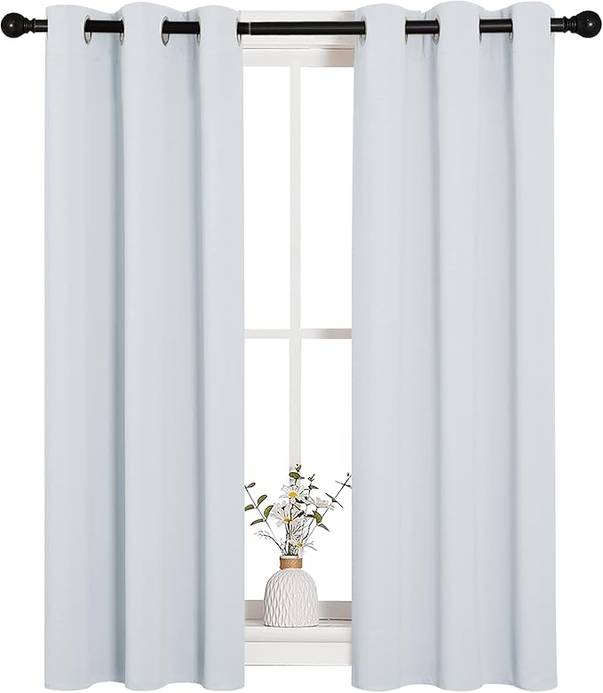 NICETOWN Room Darkening Draperies Curtains Panels, Window Treatment Thermal Insulated Grommet Room Darkening Curtains/Drapes for Bedroom (2 Panels, 29 by 45, Platinum-Greyish White) by NICETOWN