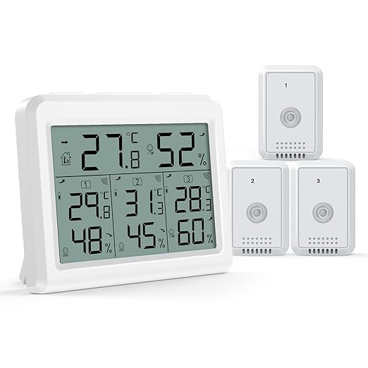AMIR Indoor Outdoor Thermometer, 3 Channels Digital Hygrometer Thermometer with 3 Sensor, Temperature Humidity Monitor with LCD Display, Wireless Humidity Gauge for Home, Baby Room - Image 7