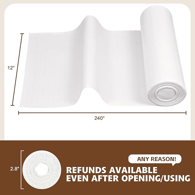 Shelf Liners for Kitchen Cabinets 23.6in x 39.37FT, Non Adhesive Drawer Liner Pure White Thickened Shelf Liner Non-Slip Easy to Clean for Tool Box Refrigerator with Knife and Tape Measure - Image 3
