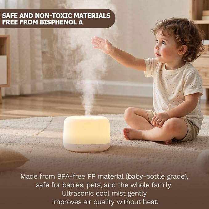 500ml Premium Essential Oil Diffuser,Quiet 4-in-1 Ultrasonic Aromatherapy Humidifier,7 Color LED Lights,with Adjustable Automatic Timer Off Function and Spray Mode. (White,Classic Model) - Image 6