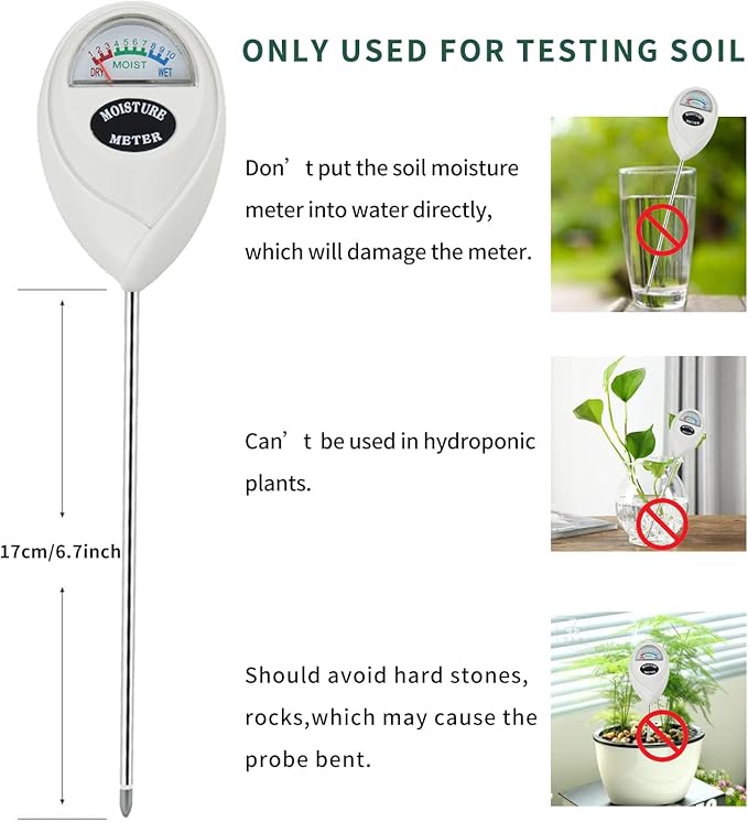Soil Moisture Meter, Soil Moisture Monitor for House Plants, Soil Hygrometer Moisture Sensor for Indoor & Outdoor, Garden, Farm, Lawn Plant Care, No Battery Needed(White) - Image 6
