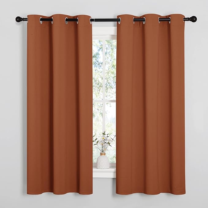 NICETOWN Bedroom Curtains 63 inches Long, Privacy and Thermal Insulated Blackout Drapes for Windows (Burnt Orange, 1 Pair, 42 x 63 inches) by NICETOWN