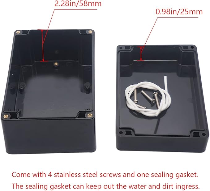 Project Box IP65 Waterproof Junction Box ABS Plastic Black Electrical Boxes DIY Electronic Project Case Power Enclosure 6.3x4.33x3.54 inch (160x110x90 mm) - Image 4
