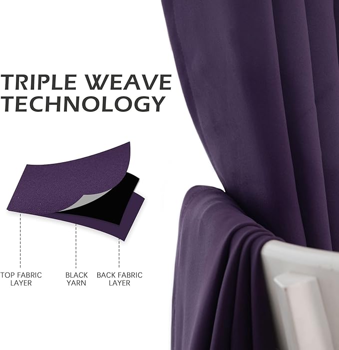 MYSKY HOME Blackout Door Curtains for Bedroom Grommet Top Closet Curtain for Doorway Thermal Insulated Room Darkening Drapes for Living Room, 1 Curtain Panel, 34 x 80 Inch, Royal Purple - Image 6