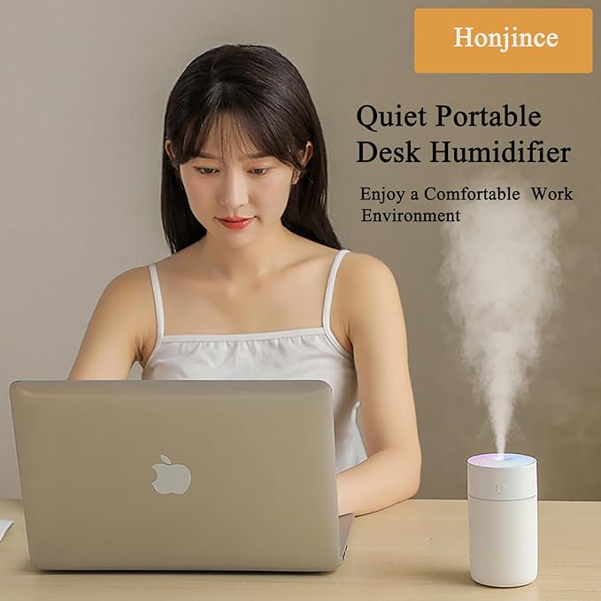 Humidifier, Humidifiers for Bedroom with Colorful Atmosphere Lights,2 Mist Modes Quiet, Easy to Clean, Small Portable for Plants, Baby, Car, Travel and Office(White) - Image 4