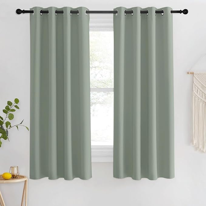 NICETOWN Blackout Sage Green Curtain for Classroom, Thermal Insulated Grommet Room Darkening Window Treatment Sound Reducing for Bedroom/Home Office, 1 Panel, W46 x L63 by NICETOWN